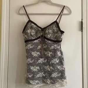 Lace tank top-Velvet overlay